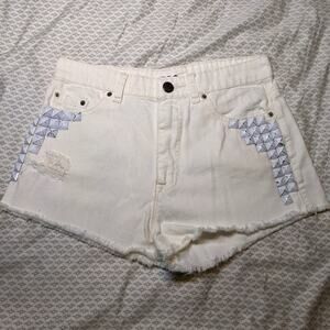 Urban Outfitters BDG High Rise White DREE Cheeky Cutoff Shorts Size 28